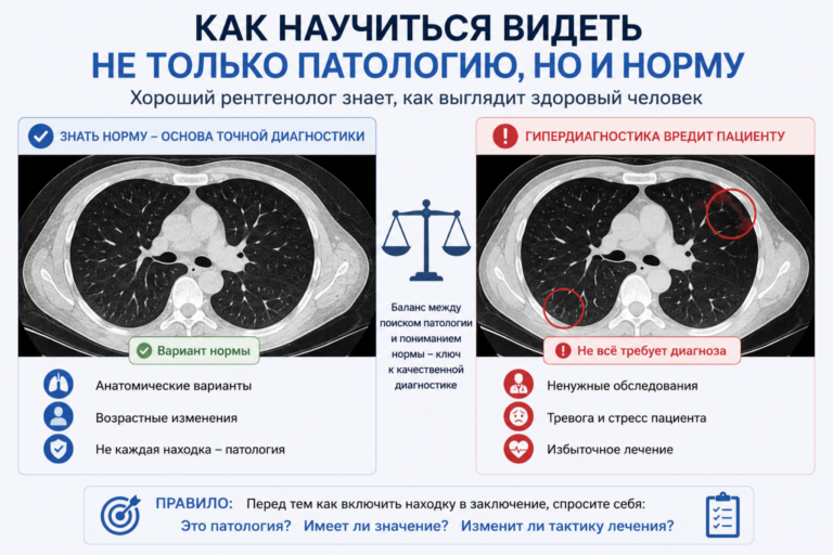 Одна из самых неожиданных проблем начинающего рентгенолога заключается в том, что он слишком сосредоточен на поиске заболеваний….