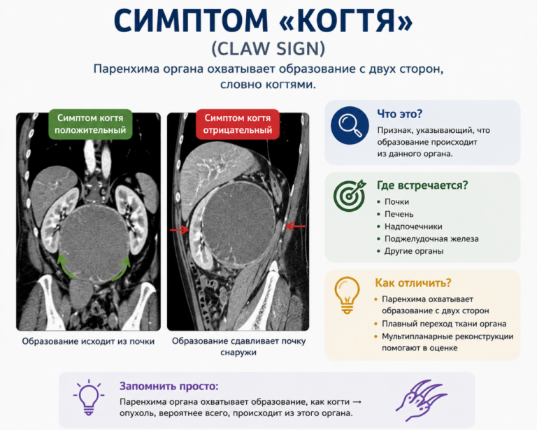 🔍 Рентгенологический симптом: «Симптом когтя» (Claw Sign)